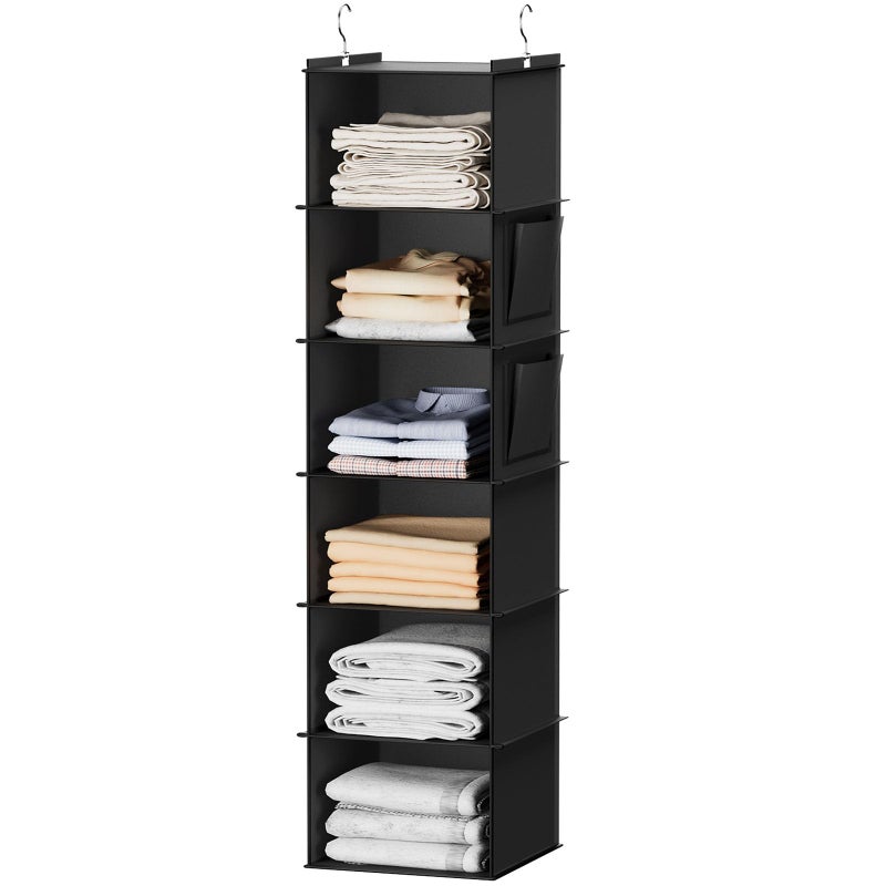 YOUDENOVA Hanging Closet Organizers and Storage, 6-Shelf Hanging Closet Shelves, Black - Image 1